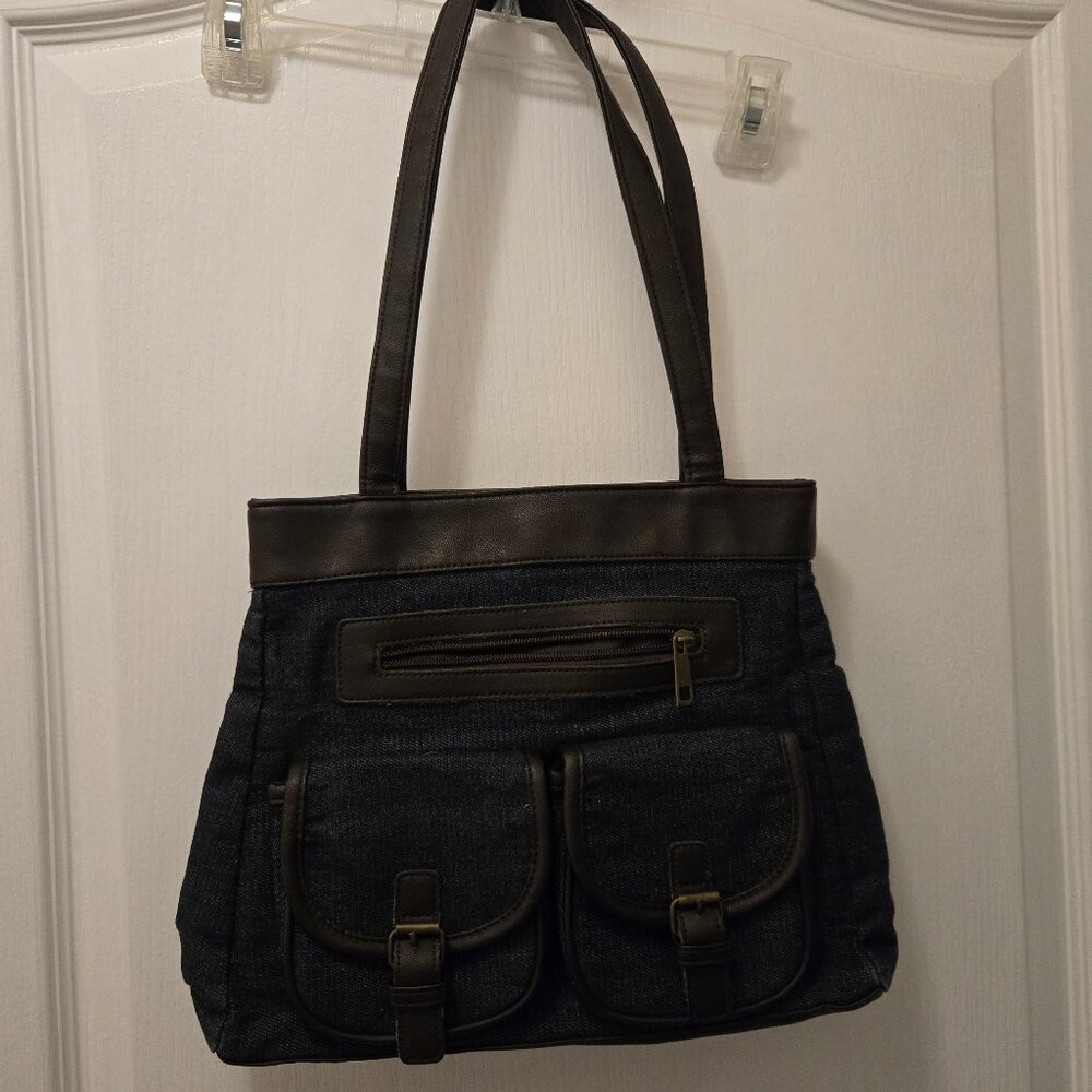 Denim Cargo Shoulder Bag